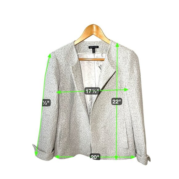 Eileen Fisher Open Front Jacket Blazer‎ Size XS Organic cotton Blend White Gray - Picture 5 of 6